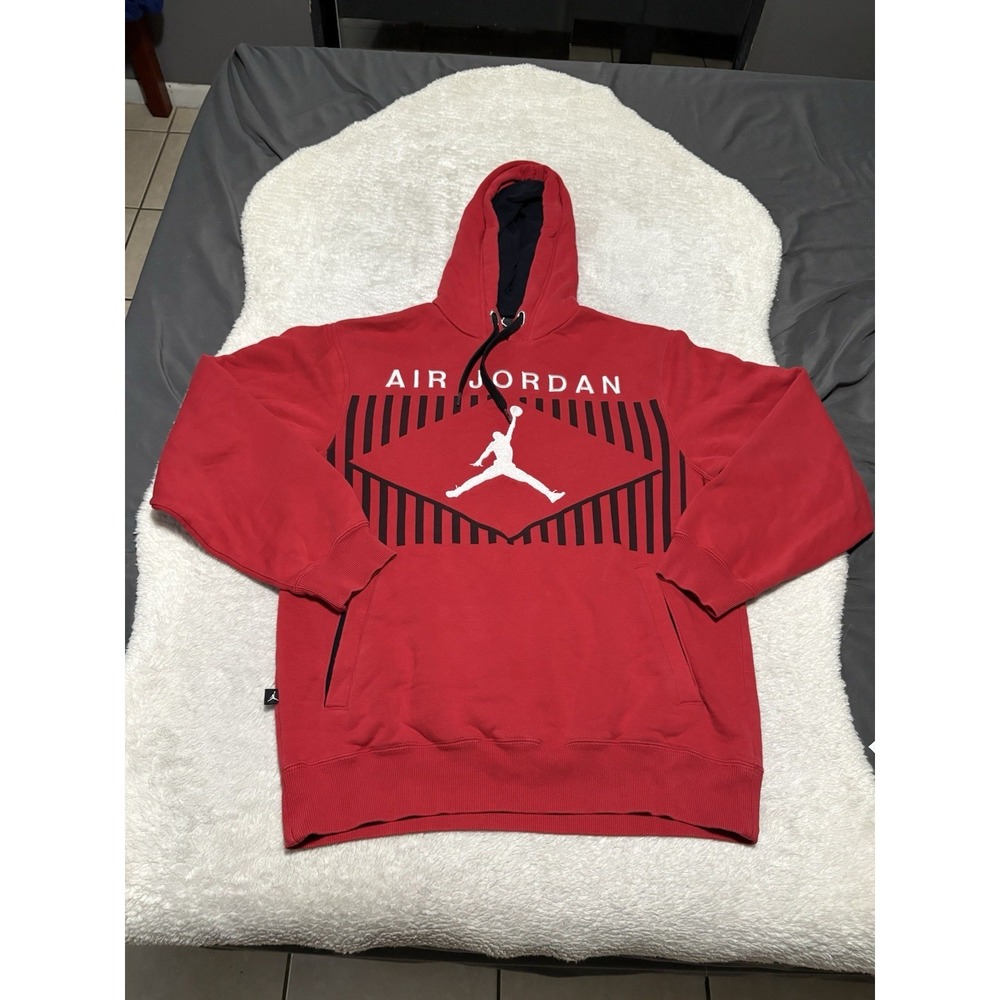 Nike Jordan Men's Red Pullover Hoodie Sweater Size Medium Jumpman Logo